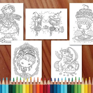 Faedorables Fantasy Tea Party Coloring Collection Coloring Page/Digi Stamp Fantasy Printable Download by Selina Fenech image 7