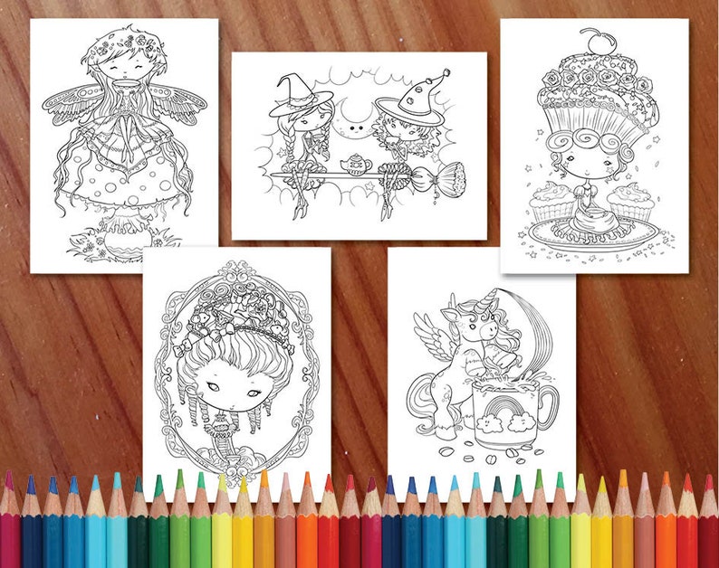 Faedorables Fantasy Tea Party Coloring Collection Coloring Page/Digi Stamp Fantasy Printable Download by Selina Fenech image 7