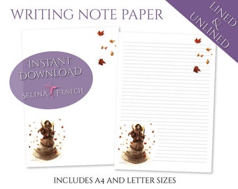 Letter Writing Note Paper - Autumn Magic - Fantasy Art Journalling Stationery Printable Download by Selina Fenech