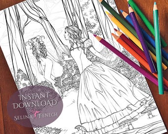 Caught in a Fairy Ring Memory's Wake Coloring Page/Digi Stamp Fantasy Printable Download by Selina Fenech