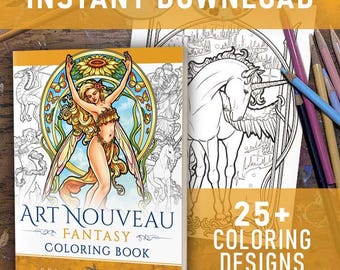 Art Nouveau Fantasy Coloring Book - Full Printable Download by Selina Fenech (PDF Download)