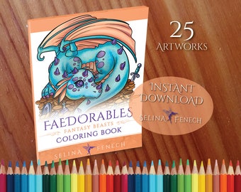 Faedorables Fantasy Beasts Coloring Collection Coloring Page/Digi Stamp Fantasy Printable Download by Selina Fenech