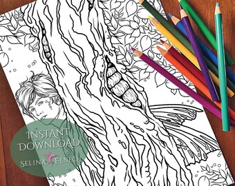 Glimpse Enchanted Magical Forests Coloring Page/Digi Stamp Fantasy Printable Download by Selina Fenech