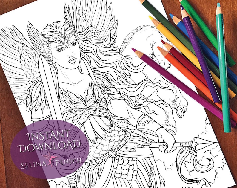 Simple Goddess Fantasy Coloring Page for Kids