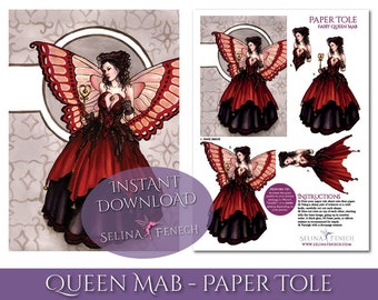 Paper Tole Decoupage - Fairy Queen Mab - Fantasy Art Printable Design Instant Download Sheet