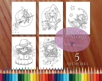 Faedorables Sweet and Simple Magical Fairies Coloring Page/Digi Stamp Fantasy Printable Download by Selina Fenech