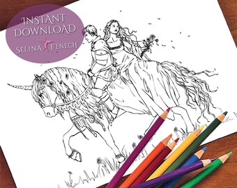 Beloved Fairy Art Coloring Page/Digi Stamp Fantasy Printable Download by Selina Fenech