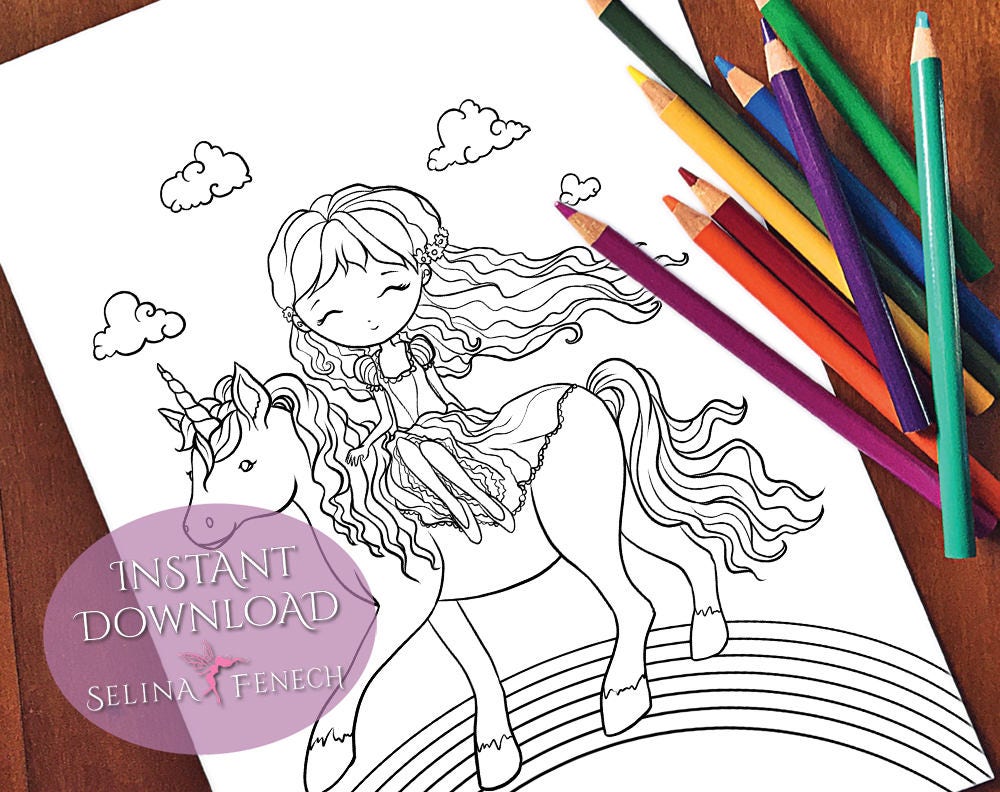 Perfect Day Faedorables Sweet and Simple Coloring Page/Digi Stamp Fantasy Printable Download by Selina Fenech