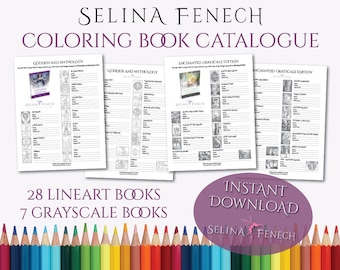 Coloring Catalogue Line Art and Grayscale Coloring Page/Digi Stamp Fantasy Printable Download by Selina Fenech