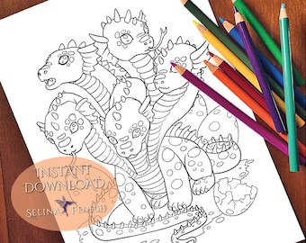 Hydra Faedorables Fantasy Beasts Coloring Page/Digi Stamp Fantasy Printable Download by Selina Fenech