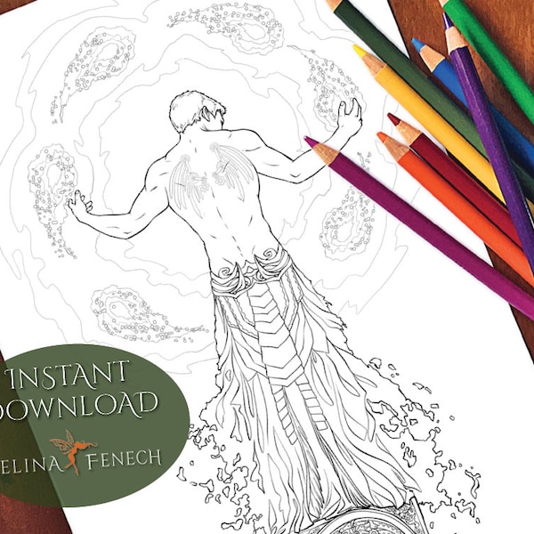 Overwhelm Natural Enchantment Coloring Page/Digi Stamp Fantasy Printable Download by Selina Fenech
