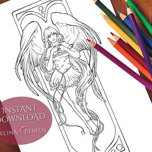 Jugendstil Engel Liebe Weihnachten Festive Magic Coloring Page/Digi Stamp Fantasy Printable Download by Selina Fenech