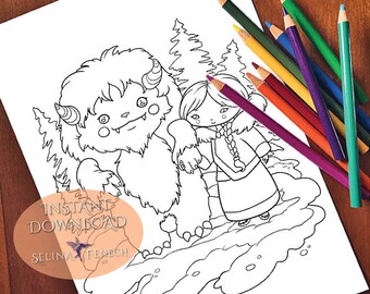Yeti Faedorables Fantasy Beasts Coloring Page/Digi Stamp Fantasy Printable Download by Selina Fenech