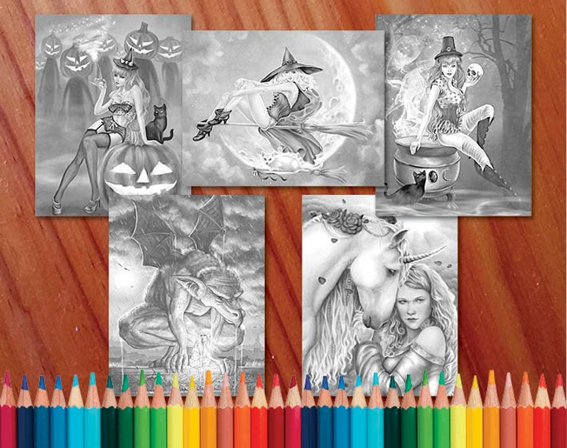 Download Gothic Grayscale Coloring Collection Coloring Page/Digi ...