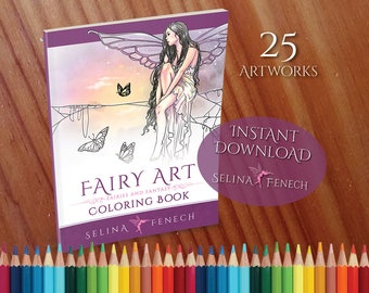 Fairy Art Fairies and Fantasy Coloring Collection Coloring Page/Digi Stamp Fantasy Printable Download by Selina Fenech