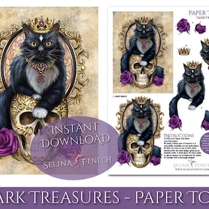 Decoupage di carta Tole - Tesori oscuri - Foglio di download istantaneo del design stampabile Fantasy Art