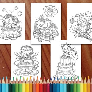 Faedorables Fantasy Tea Party Coloring Collection Coloring Page/Digi Stamp Fantasy Printable Download by Selina Fenech image 6