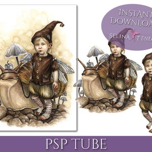 PSP Tagger Tube - Prendre l’escargot pour une promenade - Fairy Fantasy Digital Scrapbooking Télécharger PSD Graphic