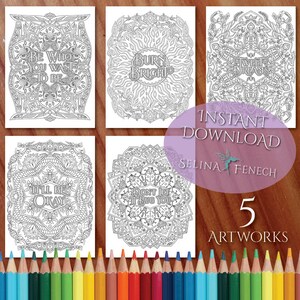 Vogels en insecten inspirerende citaten kleurplaat/digi stempel Fantasy afdrukbare download door Selina Fenech