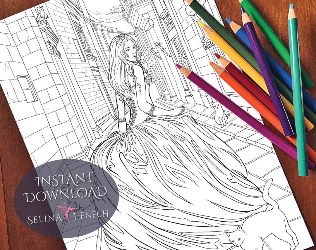 Lost Soul Gothic Dark Fantasy Coloring Page/digi Stamp Fantasy ...