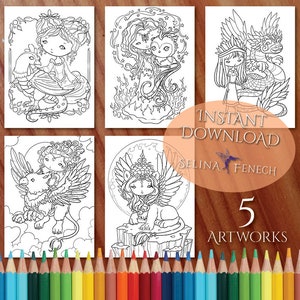 Coloriage Faedorables, bêtes fantastiques, créatures ailées, téléchargement imprimable par Selina Fenech