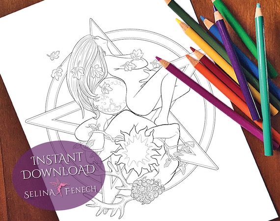 Wiccan God and Goddess Coloring Page/Digi Stamp Fantasy | Etsy