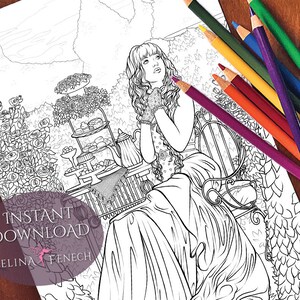 Página para colorir Missing You Memory's Wake / Digi Stamp Fantasy para impressão, download por Selina Fenech