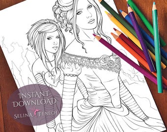 Hope’s Reign Memory's Wake Coloring Page/Digi Stamp Fantasy Printable Download by Selina Fenech