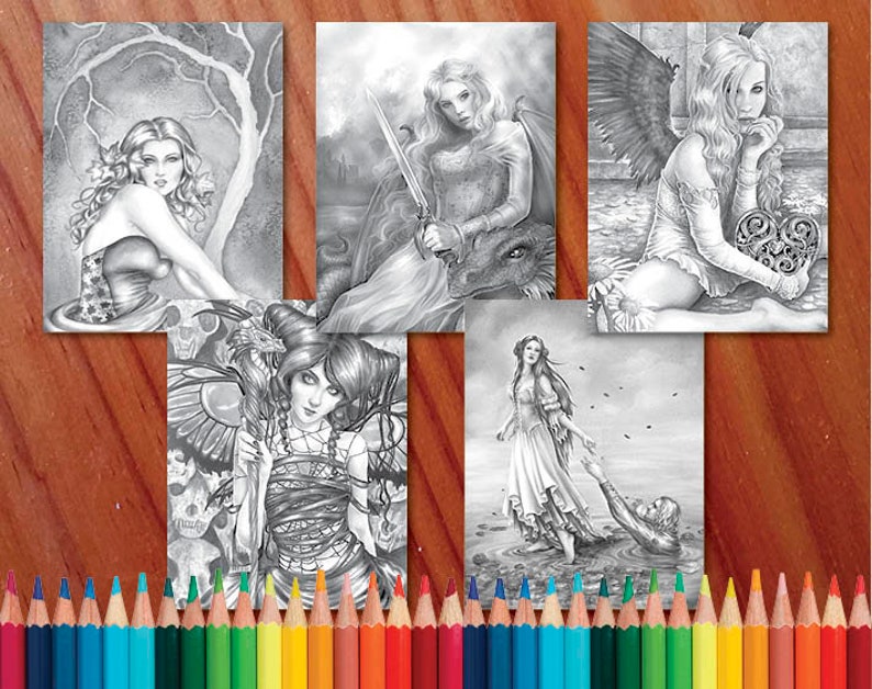 Download Gothic Grayscale Coloring Collection Coloring Page/Digi ...