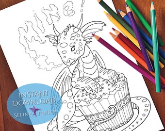 Mine Faedorables Tea Party Coloring Page/Digi Stamp Fantasy Printable Download by Selina Fenech
