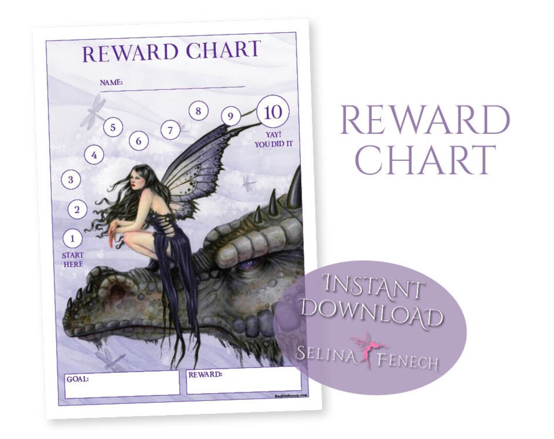 Reward Chart - Dragon Skies - Fantasy Art Fairy Stationery Printable ...