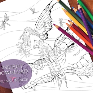 Dragon Skies Fee Begleiter Malseite/Digi Stamp Fantasy Printable Download von Selina Fenech