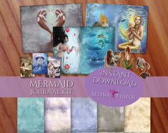Kit de diario basura - SIRENAS - Descarga digital de papel imprimible de fantasía por Selina Fenech