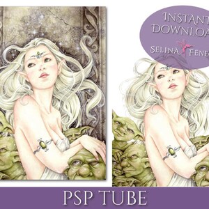 PSP Tagger Tube - La Bella y las Bestias - Fairy Goblin Digital Scrapbooking Descargar PSD Graphic