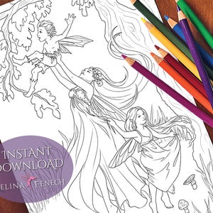 Fairy Frolic Fairy Begleiter Färbung Seite/Digi Stamp Fantasy Printable Download von Selina Fenech