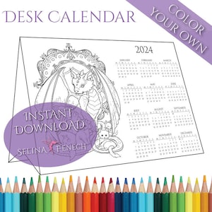 Foster Family Stand-up Calendario da tavolo 2024 Pagina da colorare Arte fai da te Stampabile Design Scrapbooking Download immediato