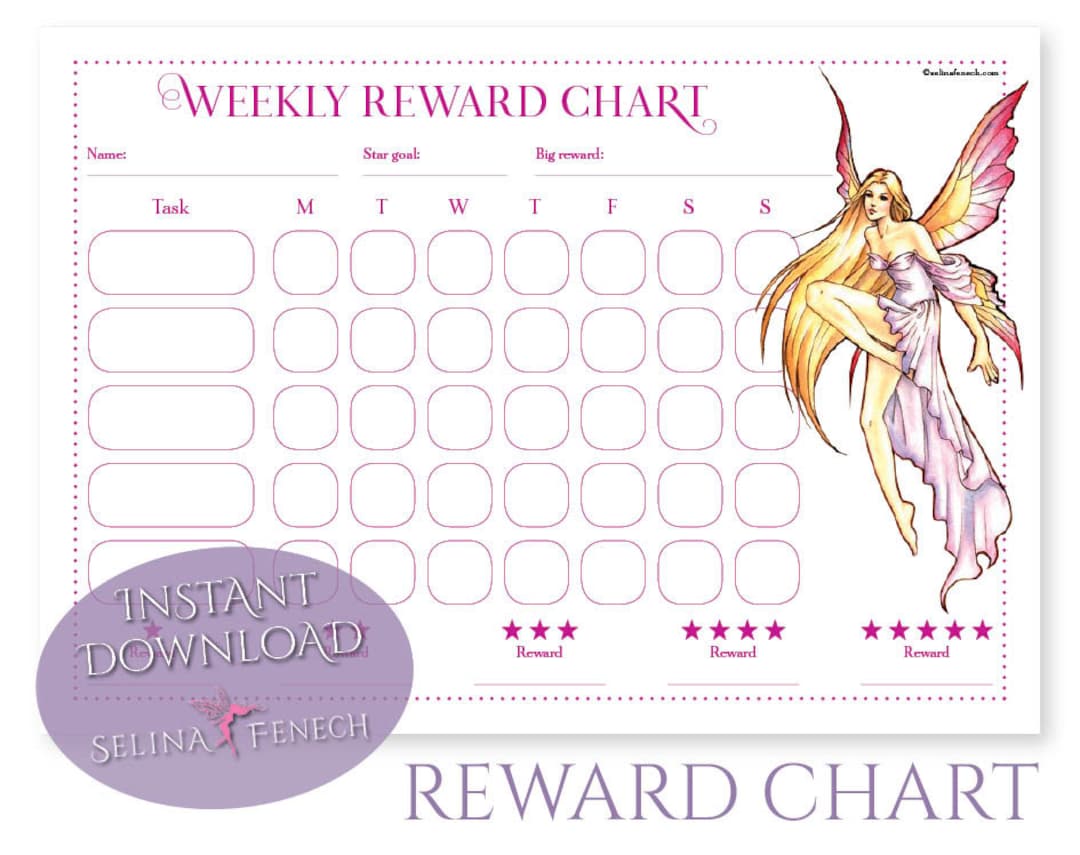 Reward Chart - Nouveau Fairy Summer - Fantasy Art Stationery Printable ...