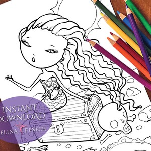 Siren Song Faedorables Niedlich und Gruselig Färbung Seite/Digi Stamp Fantasy Printable Download von Selina Fenech