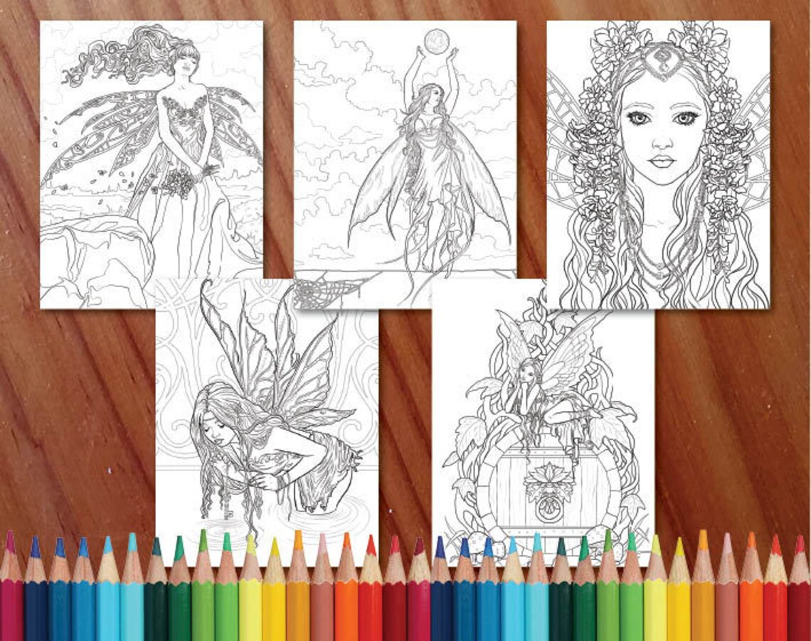 Fairy Magic Whimsical Fantasy Coloring Collection Coloring | Etsy Australia
