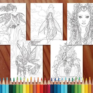 Fairy Magic Whimsical Fantasy Coloring Collection Coloring Page/digi Stamp Fantasy Printable ...