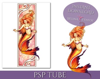 PSP Tagger Tube - Mermaid Fire - Mermaid Fantasy Digital Scrapbooking Descargar PSD Graphic