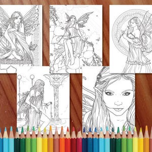 Fairy Magic Whimsical Fantasy Coloring Collection Coloring Page/digi Stamp Fantasy Printable ...