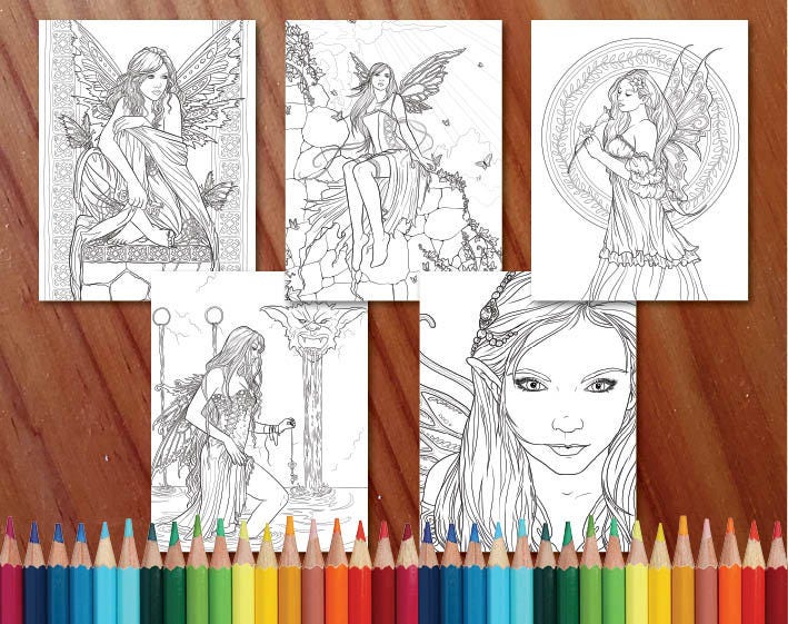 Fairy Magic Whimsical Fantasy Coloring Collection Coloring | Etsy