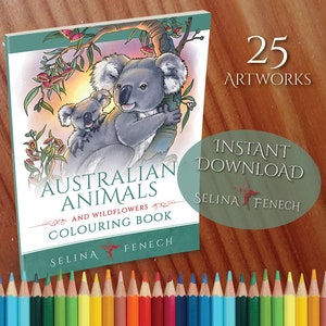 Collection de coloriages d'animaux et de fleurs sauvages d'Australie, coloriage imprimable, téléchargement gratuit, par Selina Fenech