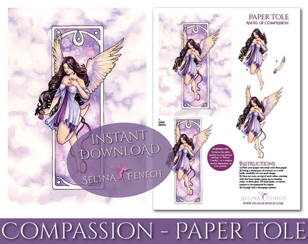 Paper Tole Decoupage Nouveau Angel Of Compassion Fantasy Art.
