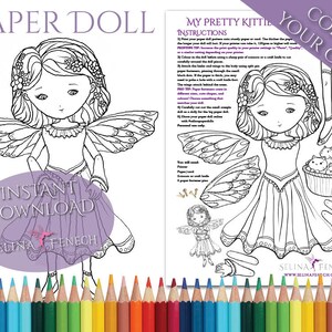 Boneca de papel - Faedorables My Pretty Kitties - Fairy Art Pin Craft Design para impressão Download instantâneo