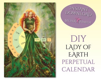 Perpetual Calendar - Lady of Earth - DIY Art Printable Scrapbooking Design Instant Download