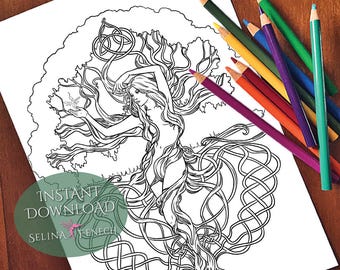 Earth Life Magic Bosques Mágicos Encantados Página para colorear/Digi Stamp Fantasy Descarga imprimible por Selina Fenech