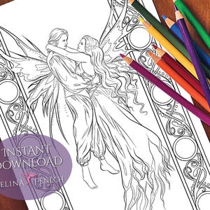 Glückliche Gedanken Fee Gefährten Malseite/Digi Stamp Fantasy Printable Download von Selina Fenech