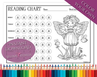 Faedorables Buzzy Buddies Reading Chart Página para colorear/Digi Stamp Fantasy Descarga imprimible por Selina Fenech